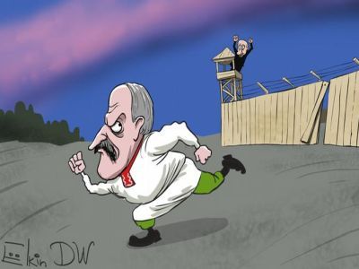 Побег Лукашенко. Карикатура С.Елкина: dw.com