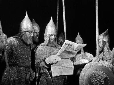 На съемках фильма "Александр Невский" На съемках фильма "Александр Невский"